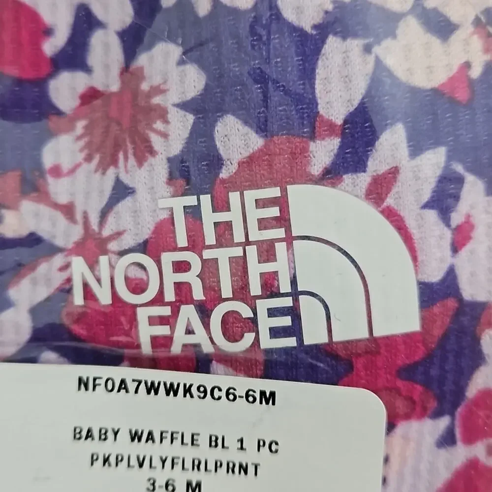 The North Face Baby Waffle Base Layer One‎ Piece Coverall Purple Floral 3-6 M